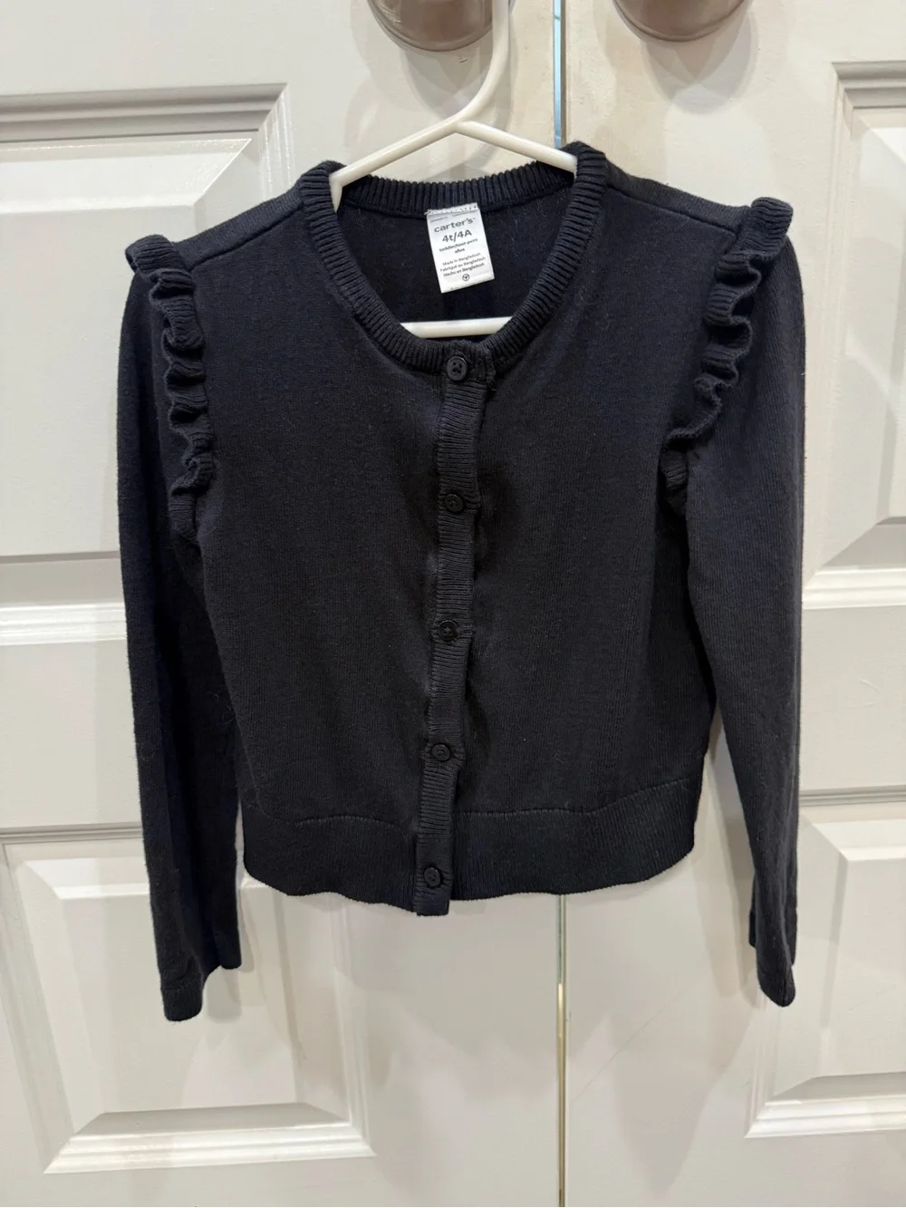Carter's Black Ruffle-Trim Knit Cardigan